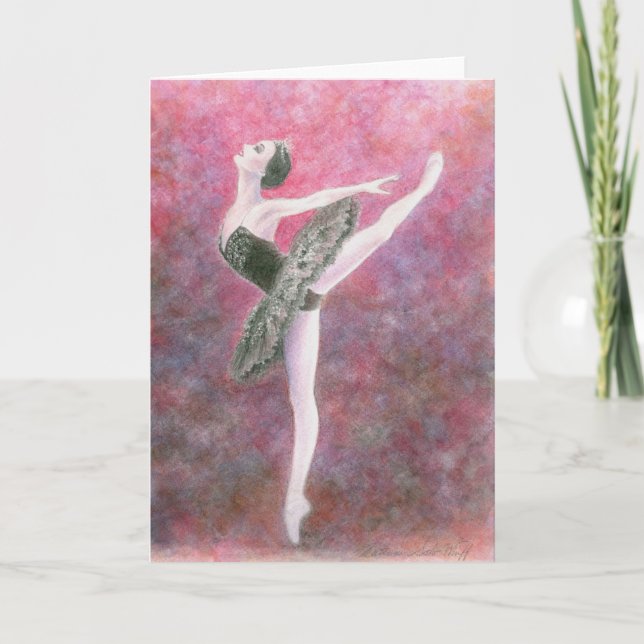 Ballet Greeting Card - svart Svan Kort (Framsida)