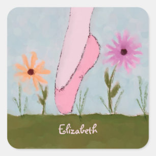 Ballet i Flowers Anpassade Stickers Fyrkantigt Klistermärke