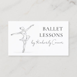 Ballet Lessons One Line Stroke Ballerina Teckning Visitkort