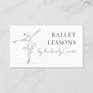 Ballet Lessons One Line Stroke Ballerina Teckning Visitkort