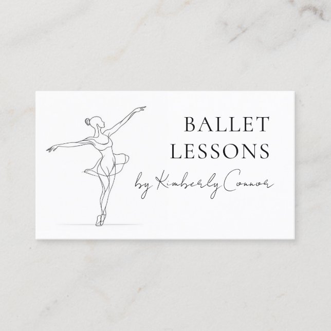 Ballet Lessons One Line Stroke Ballerina Teckning Visitkort (Framsida)