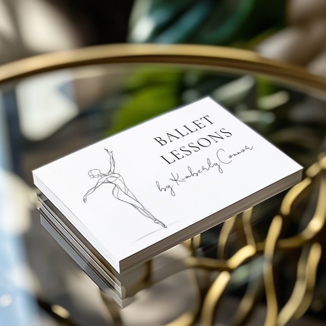 Ballet Lessons One Line Stroke Ballerina Teckning Visitkort (Perfect for business)
