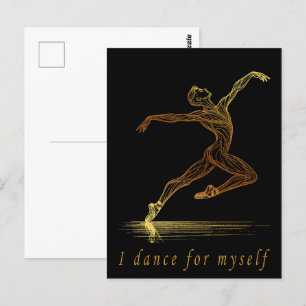 Ballet Male Dancer Line Art - jag dansar för mig s Vykort