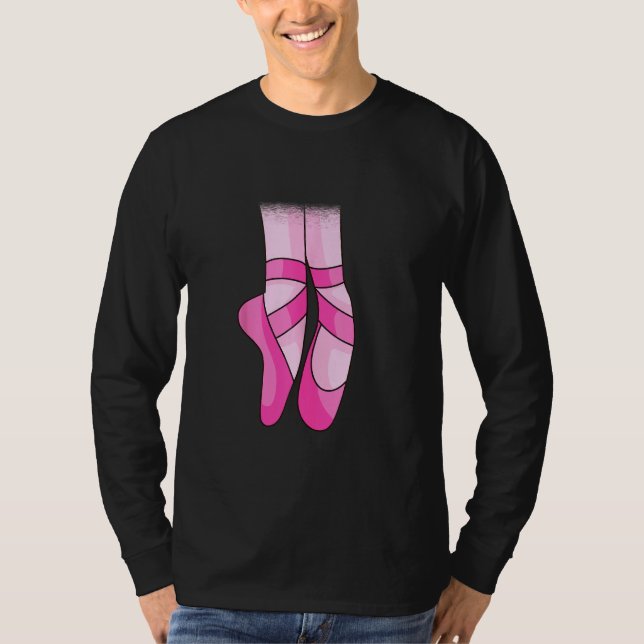 Ballet med Ballet Dancer Pointe Toe Shoe för Balle T Shirt (Framsida)