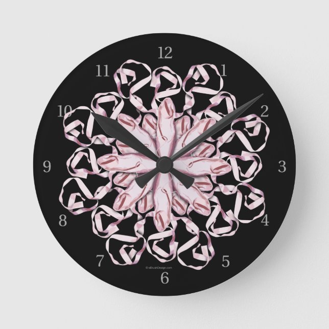 Ballet Mönster (rosa), rund klocka (Framsida)