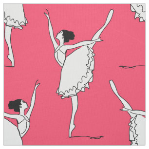 Ballet Mönster Rosa White Dance Tyg