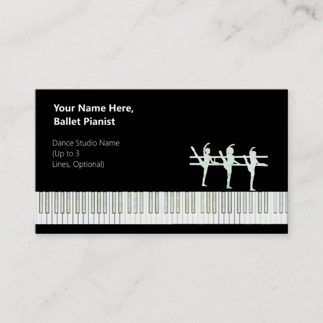 Ballet Pianist Iridescent Grönt Var. Glitter Visitkort (Framsida)