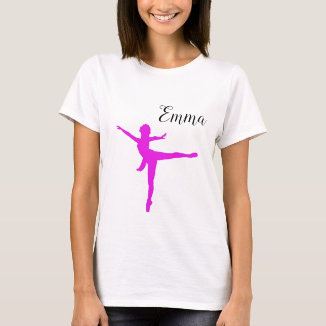 Ballet Pink Add Name Personalized Girl  T Shirt (Framsida)