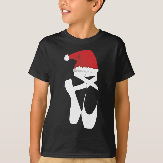Ballet Pointe Shoe jul Santa Hat T Shirt (Framsida)