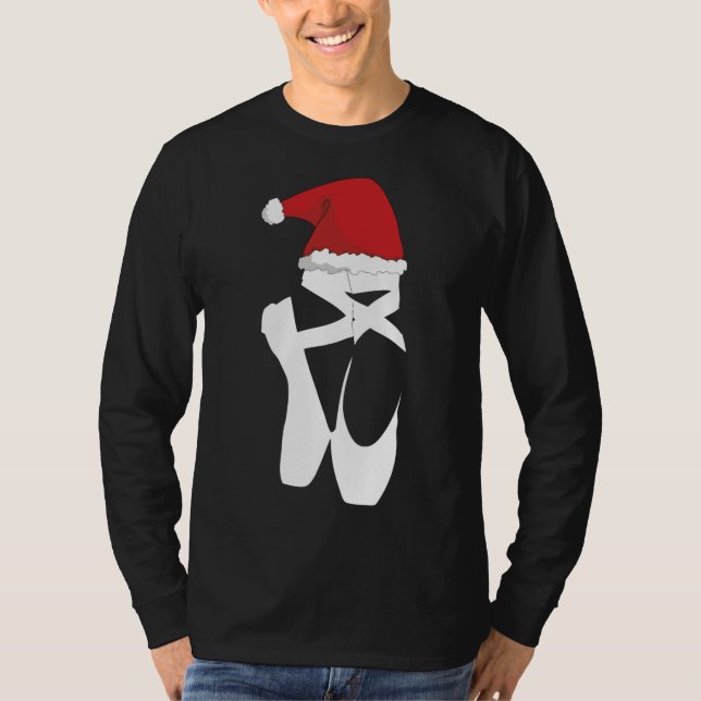 Ballet Pointe Shoe jul Santa Hat T Shirt (Framsida)