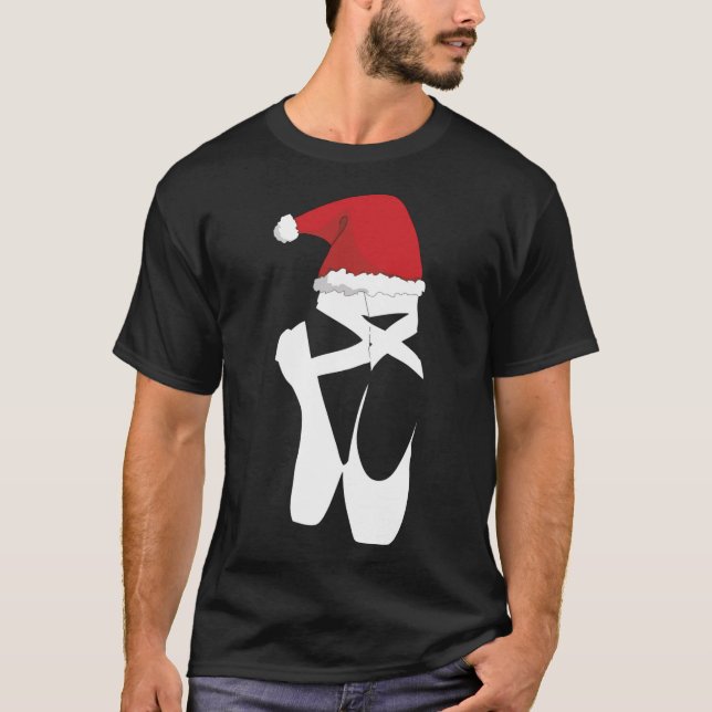 Ballet Pointe Shoe jul Santa Hat T Shirt (Framsida)