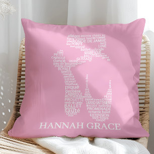 Ballet Pointe Shoe Typography Rosa and White Kudde