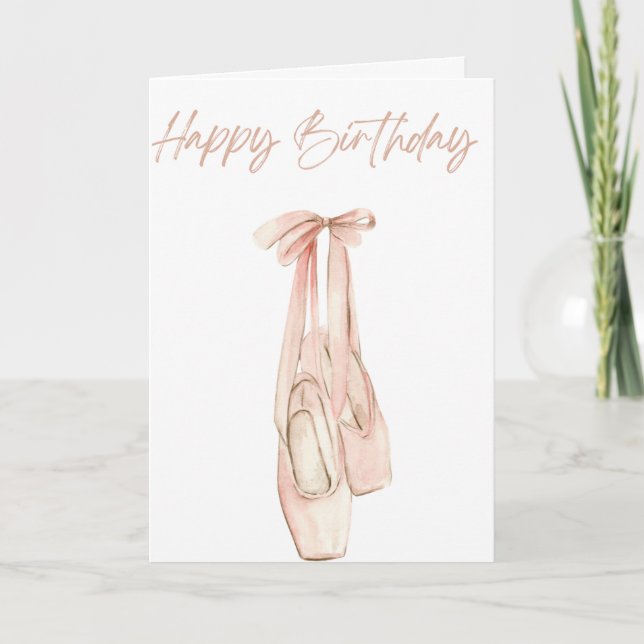 Ballet Pointe Shoes Birthday Kort (Framsida)