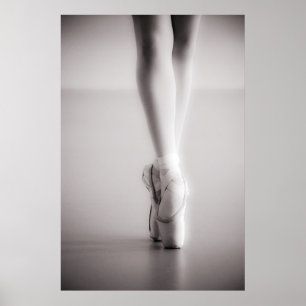 Ballet Pointe Shoes Sepia Dancing Tofflor Poster