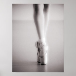 Ballet Pointe Shoes Sepia Dancing Tofflor Poster