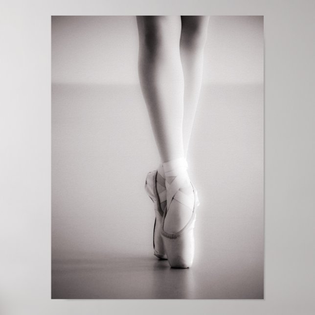 Ballet Pointe Shoes Sepia Dancing Tofflor Poster (Framsidan)