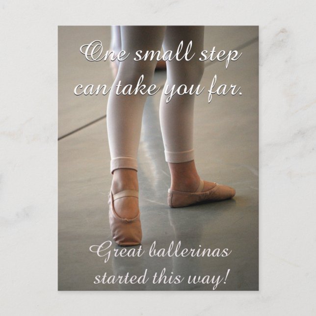 BALLET POSTCARD CUTE BALLERINA DANCER MOTIVATION VYKORT (Framsida)