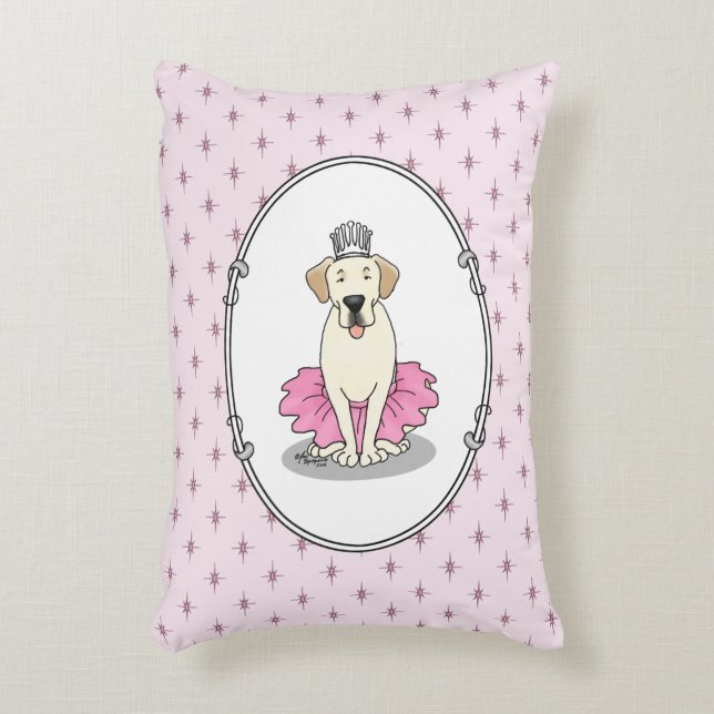 Ballet Princess Gul lab Labrador Retriever Hund Prydnadskudde (Framsidan(Vertikal))