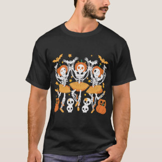 Ballet Pumpkin Skeleton Halloween T-Shirt - Scary