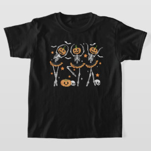 Ballet Pumpkin Skeleton Scary Halloween T Shirt