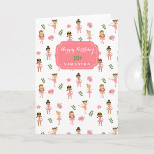 Ballet Rosa Ballerinas Dancing Girl Birthday Kort