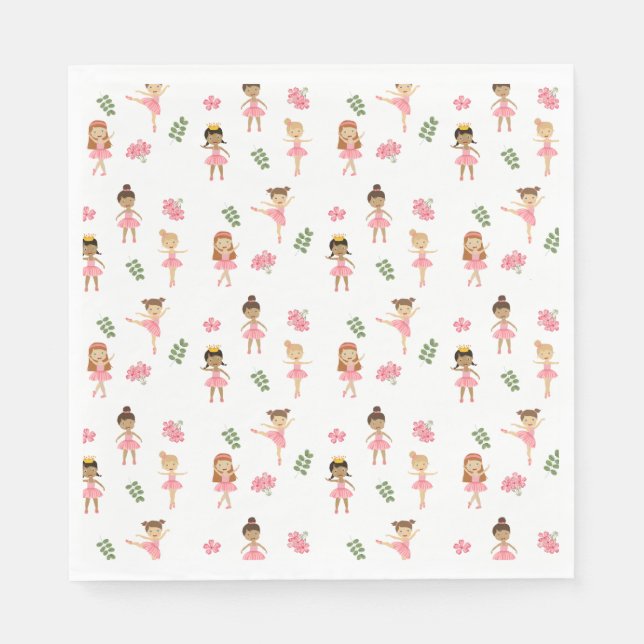 Ballet Rosa Ballerinas Dancing Mönster Pappersservett (Framsidan)