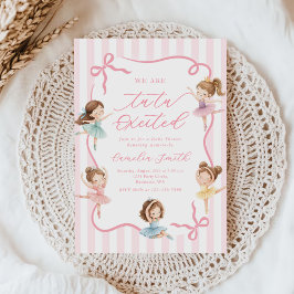 Ballet Rosa Flickor Båge Ballerina Baby Shower Inbjudningar