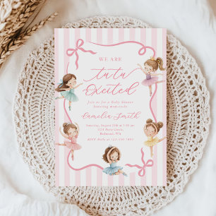 Ballet Rosa Flickor Båge Ballerina Baby Shower Inbjudningar