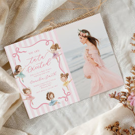 Ballet Rosa Flickors Båg Ballerina Baby Shower Fot Inbjudningar