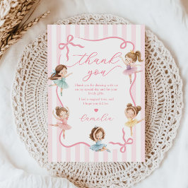 Ballet Rosa Flickors Bow Tutu Ballerina Födelsedag Tack Kort