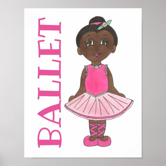 BALLET Rosa Tutu Girl Ballerina Dance Studio Poster (Framsidan)