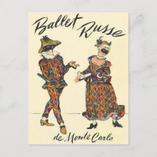 Ballet Russe Harlequin Dancers Vykort