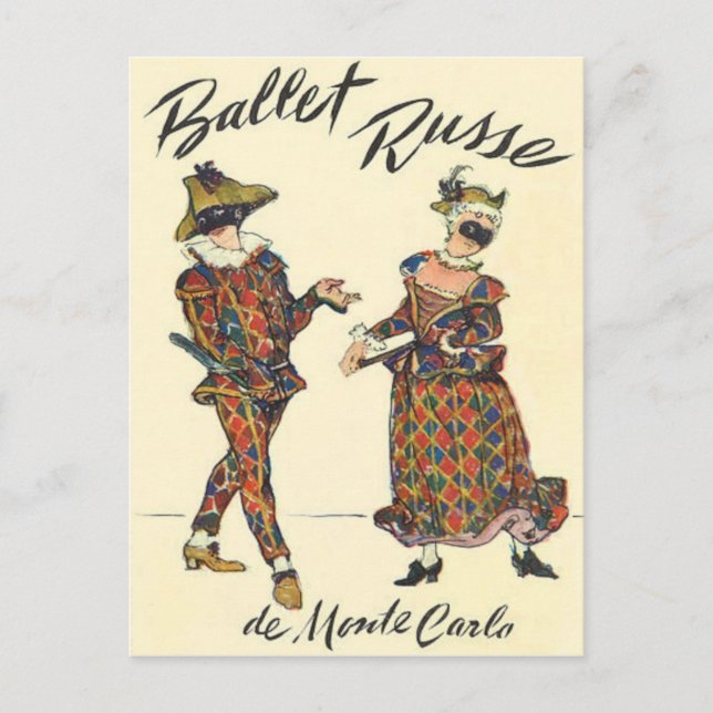 Ballet Russe Harlequin Dancers Vykort (Framsida)