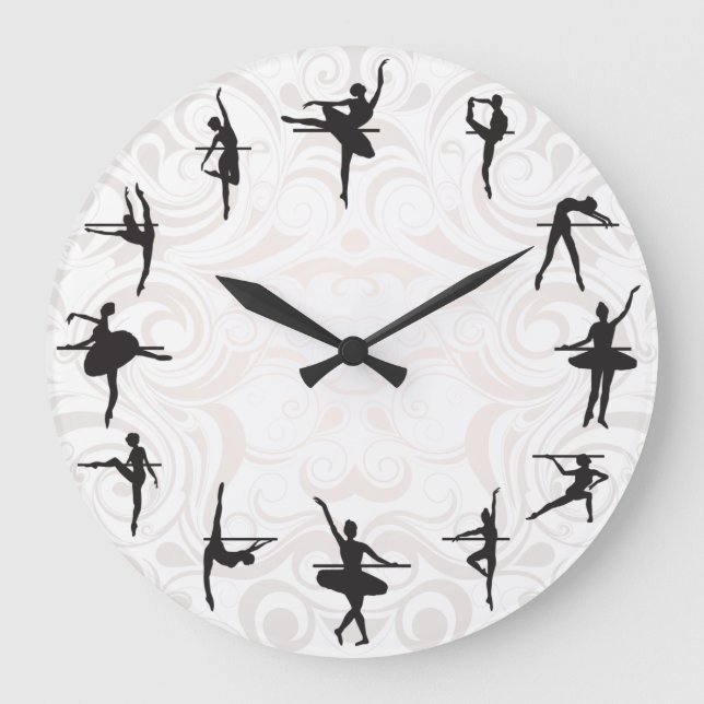 Ballet School Ballerina Dance Wall Clock Stor Klocka (Framsida)