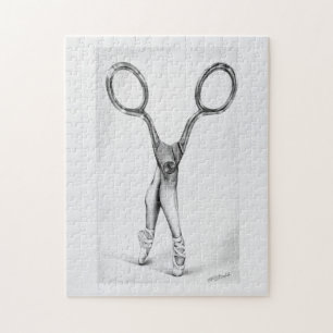 Ballet Scissors Ballerina Dance Surreal teckning Pussel