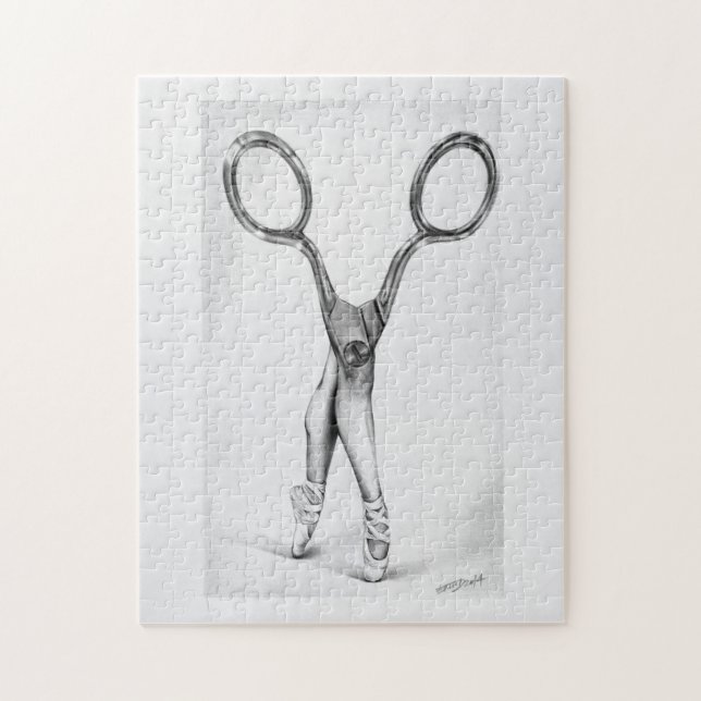 Ballet Scissors Ballerina Dance Surreal teckning Pussel (Vertikal)