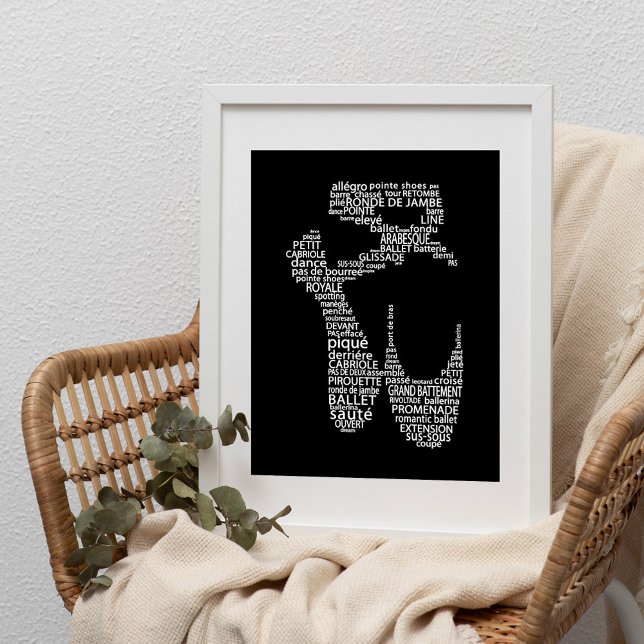 Ballet Shoe Typography Black and White Poster (Skapare uppladdad)