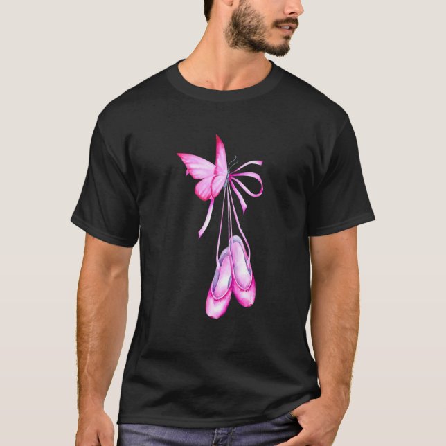 Ballet Shoes Butterfly Dancer Coola Dancing Baller T Shirt (Framsida)