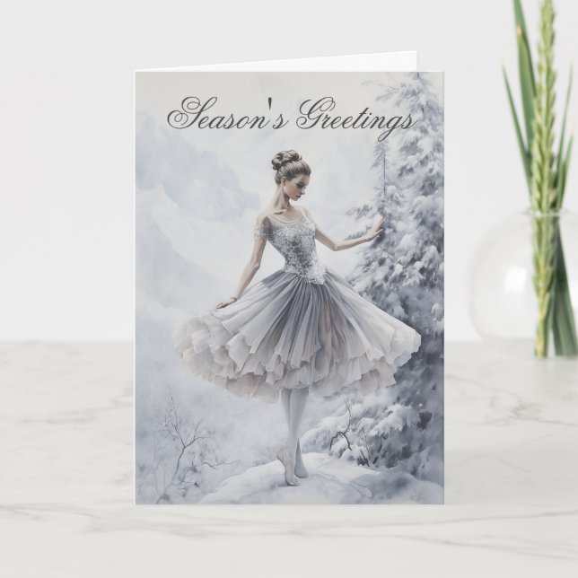 Ballet Snö drottning Snowflake Ballerina Jul Helgkort (Framsida)
