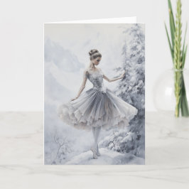Ballet Snö drottning Snowflake Ballerina Jul Helgkort