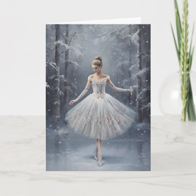 Ballet Snö drottning Snowflake Ballerina Jul Helgkort (Framsida)