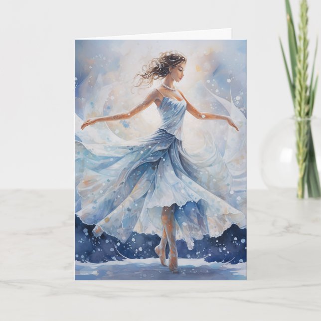 Ballet Snö drottning Snowflake Ballerina Jul Helgkort (Framsida)