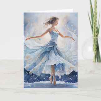 Ballet Snö drottning Snowflake Ballerina Jul Helgkort