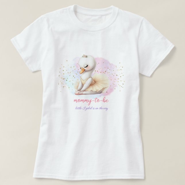 Ballet Svan Flicka visar Mamma-to-be T Shirt (Design framsida)
