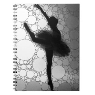 Ballet svart vit dansande ballerina anteckningsbok med spiral