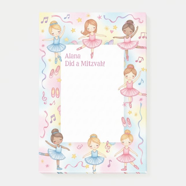 Ballet Theme Ballerina Dancer Personlig Mitzvah Post-it Block (Framsida)