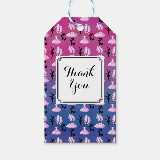 Ballet Theme Mönster med Dance Attire Tack Presentetikett (Framsidan)