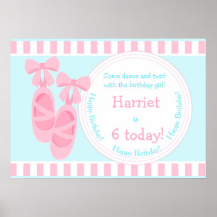 Ballet Tofflor Ballerina Birthday Poster