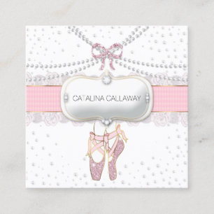 Ballet Tofflor Pearls Rosa Glitter Snöre judisk Fyrkantigt Visitkort