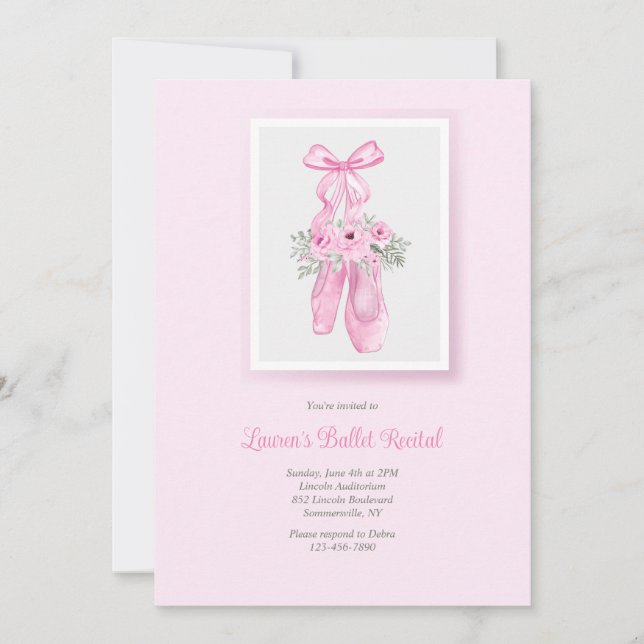 Ballet Tofflor skäl Inbjudningar (Framsida)